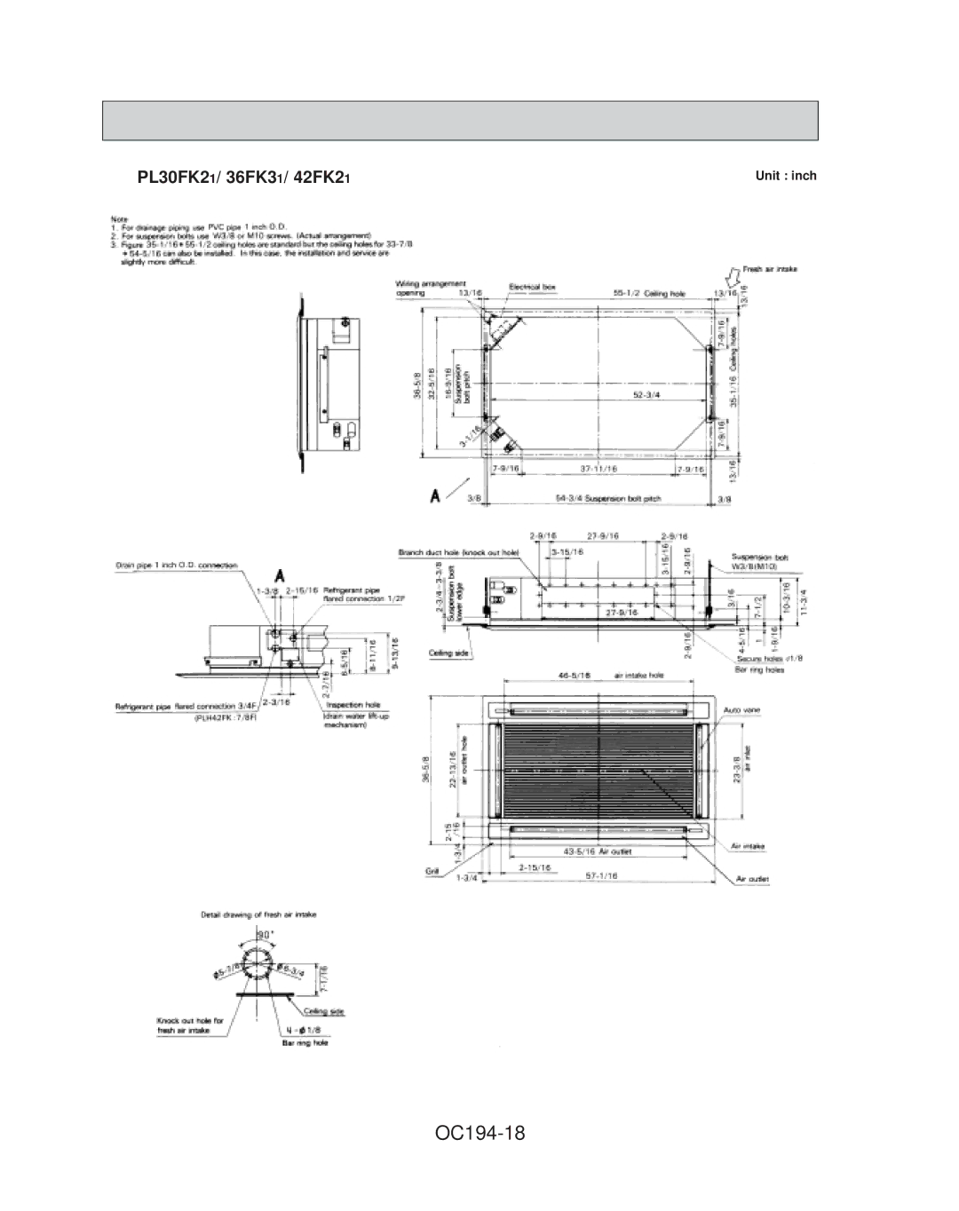 Mitsubishi Electronics PL42FK21, PL36FK31, PL18FK21, PL12FK1, PL24FK21 specifications OC194-18, PL30FK21/ 36FK31/ 42FK21 