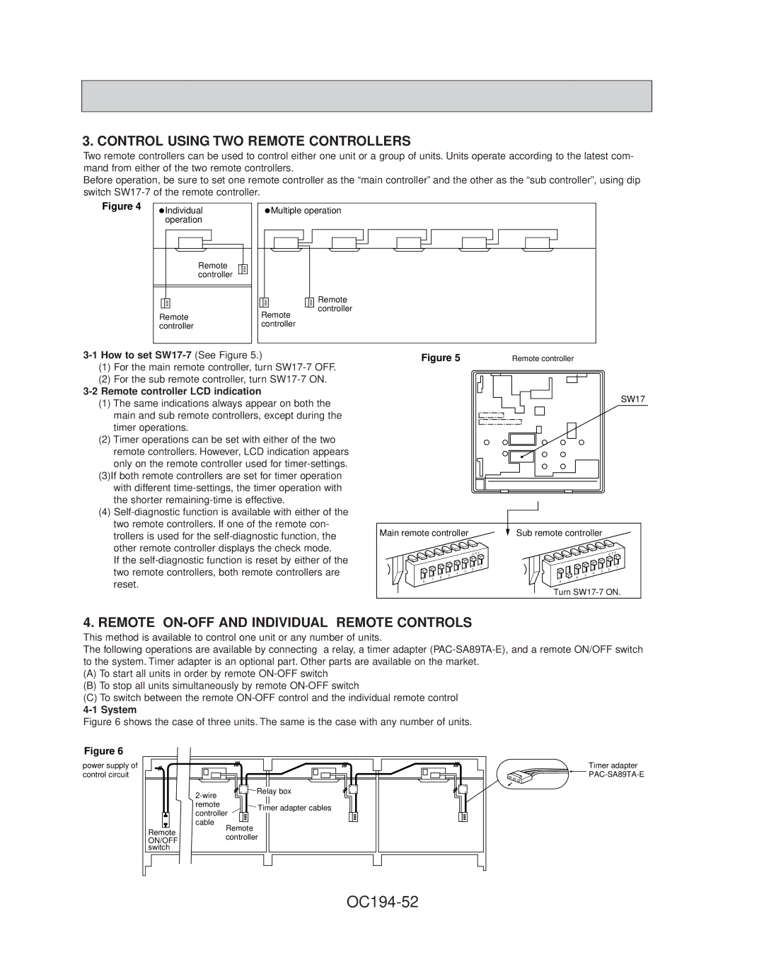 Mitsubishi Electronics PL12FK1 Control Using TWO Remote Controllers, Remote ON-OFF and Individual Remote Controls, System 