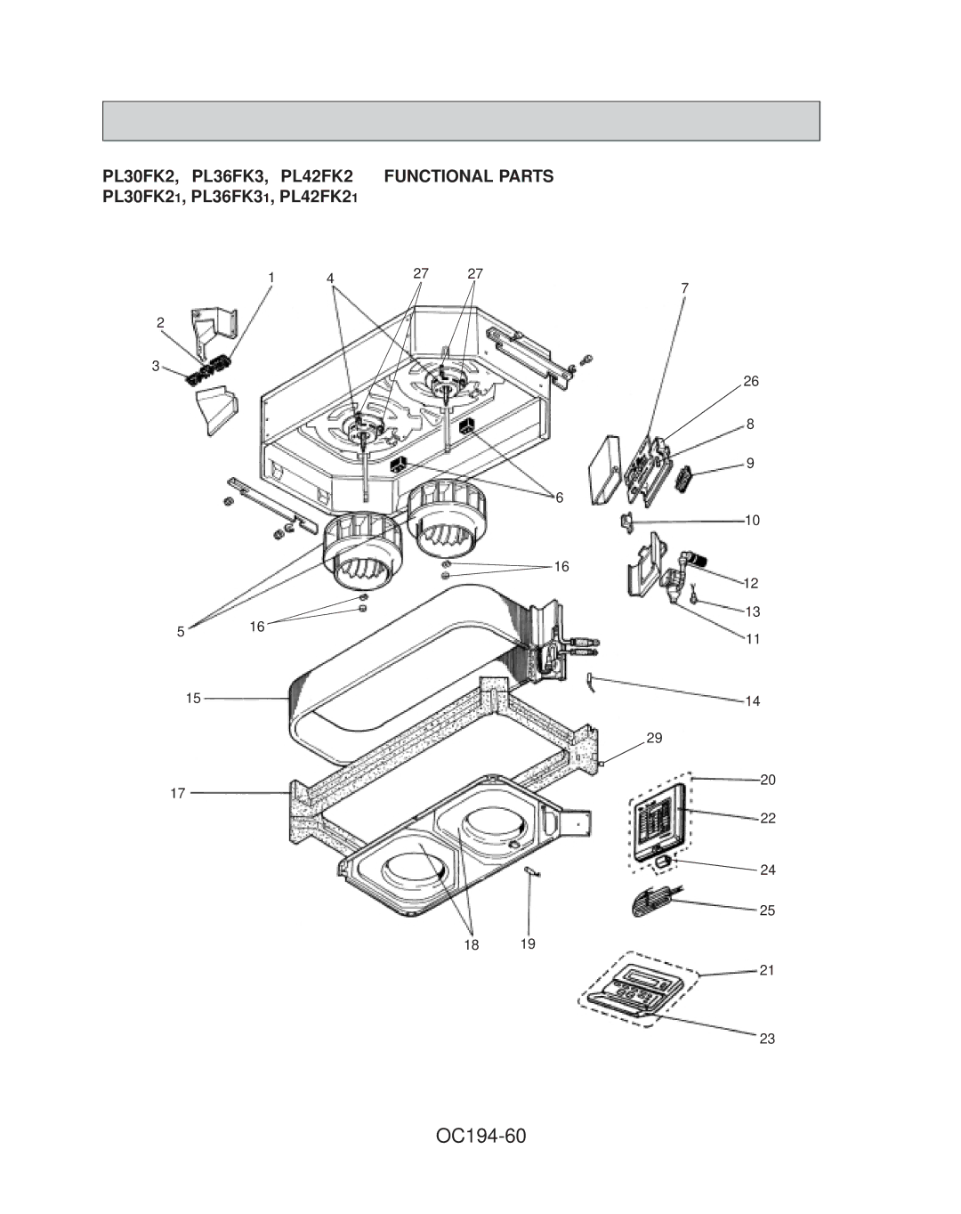 Mitsubishi Electronics PL18FK21 OC194-60, PL30FK2, PL36FK3, PL42FK2 Functional Parts, PL30FK21, PL36FK31, PL42FK21 