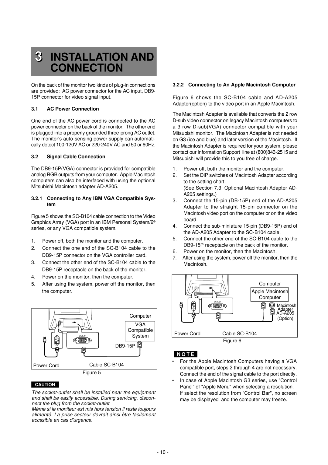 Mitsubishi Electronics Pro 920 manual Installation and Connection, AC Power Connection, Signal Cable Connection 