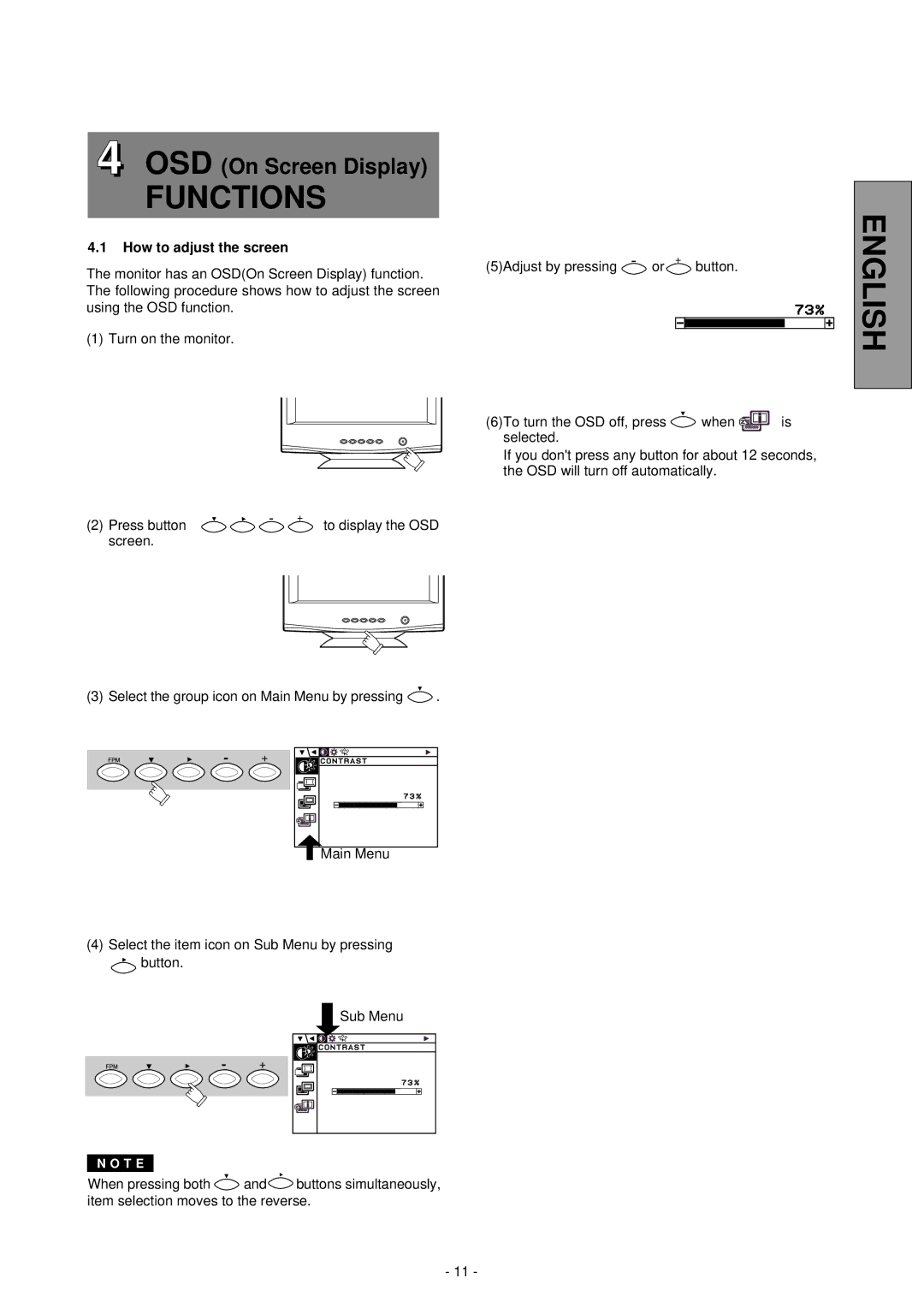 Mitsubishi Electronics Pro 920 manual Functions, How to adjust the screen 