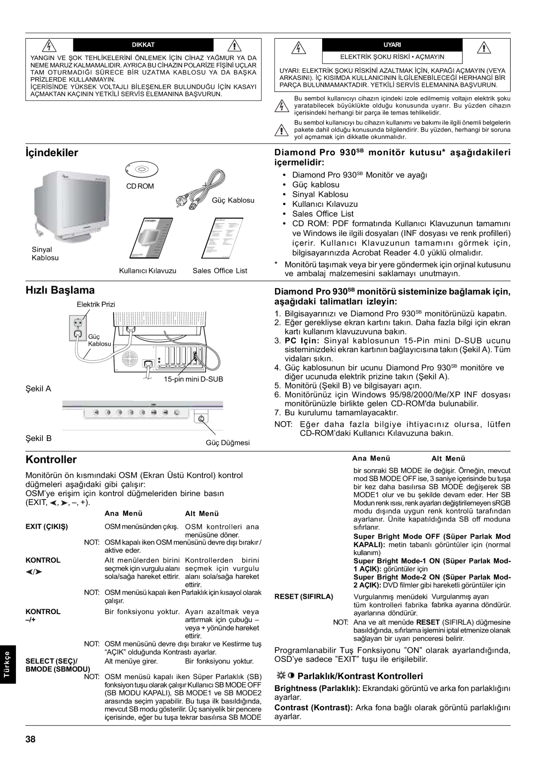 Mitsubishi Electronics Pro 930SB user manual Þekil a Þekil B 