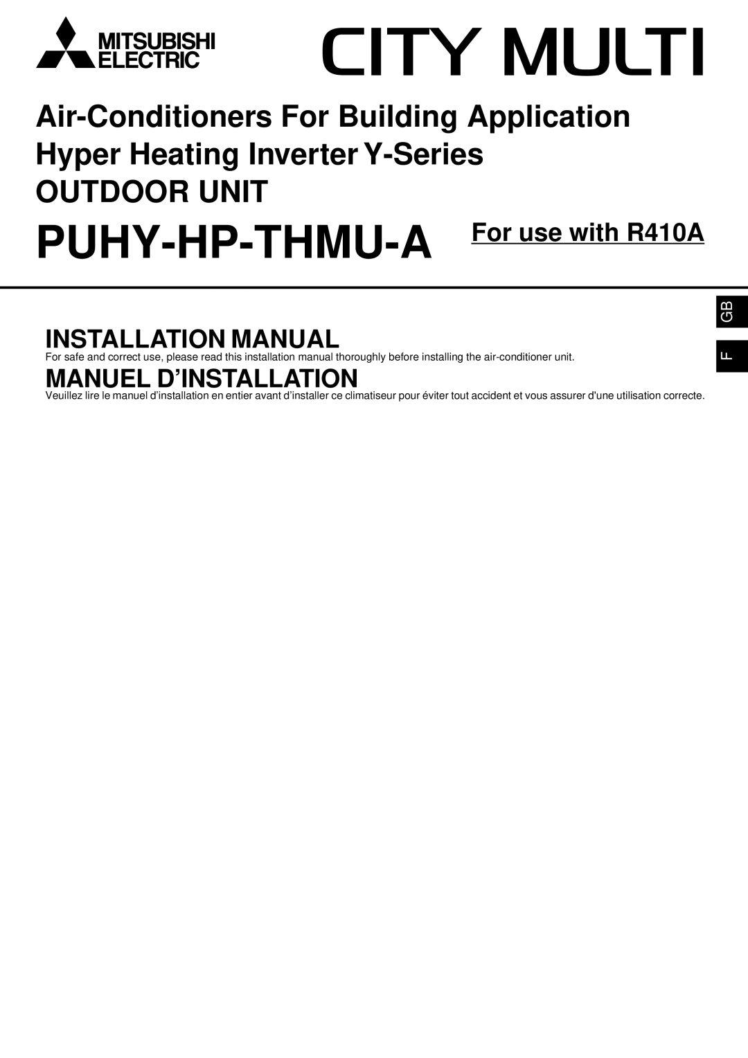 Mitsubishi Electronics PUHY-HP-THMU-A installation manual Outdoor Unit 