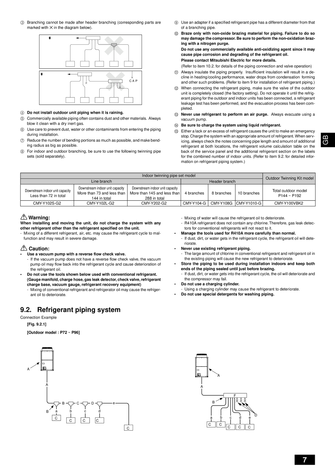 Mitsubishi Electronics PUHY-HP-THMU-A installation manual Refrigerant piping system 