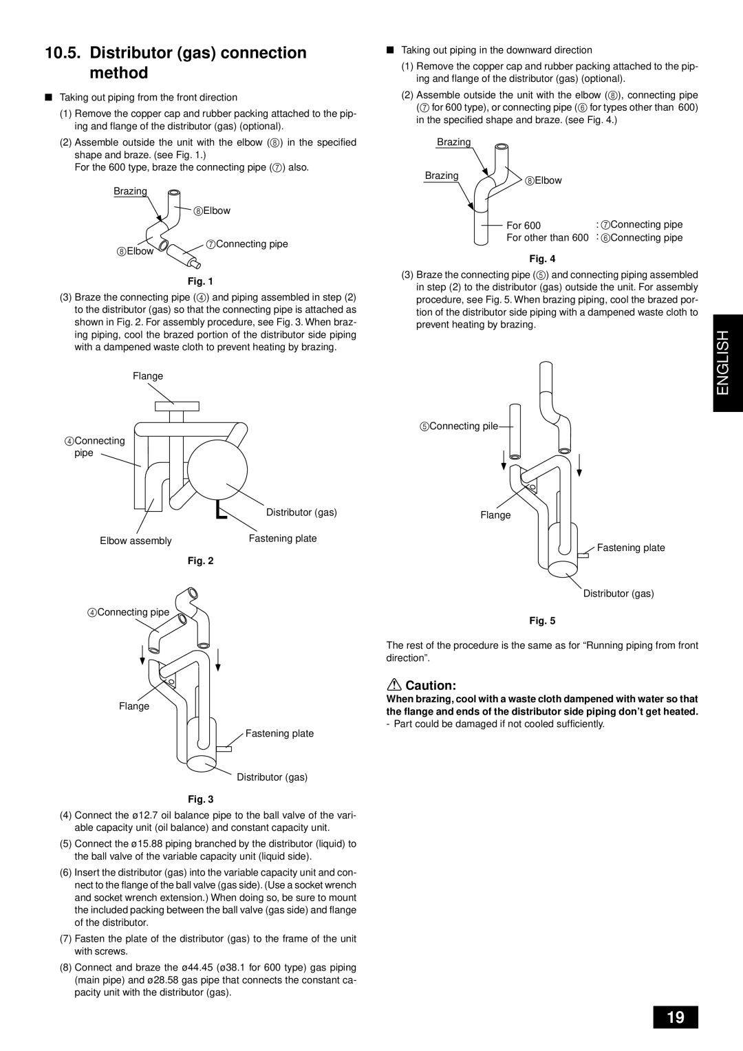 Mitsubishi Electronics PUHY-YMC Distributor gas connection method, Part could be damaged if not cooled sufficiently 