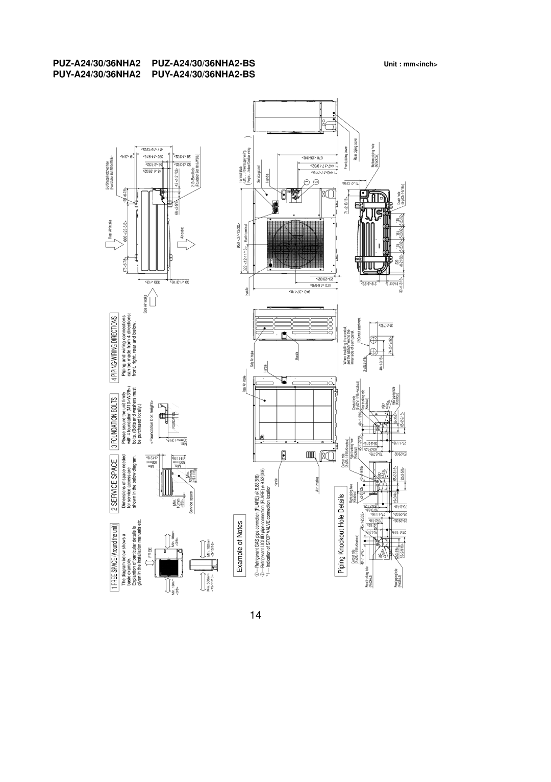 Mitsubishi Electronics PUY-A18NHA2-BS, PUZ-A42NHA2-BS, PUZ-A30NHA2, PUY-A36NHA2, PUZ-A18NHA2-BS, PUZ-A36NHA2 Example of Notes 