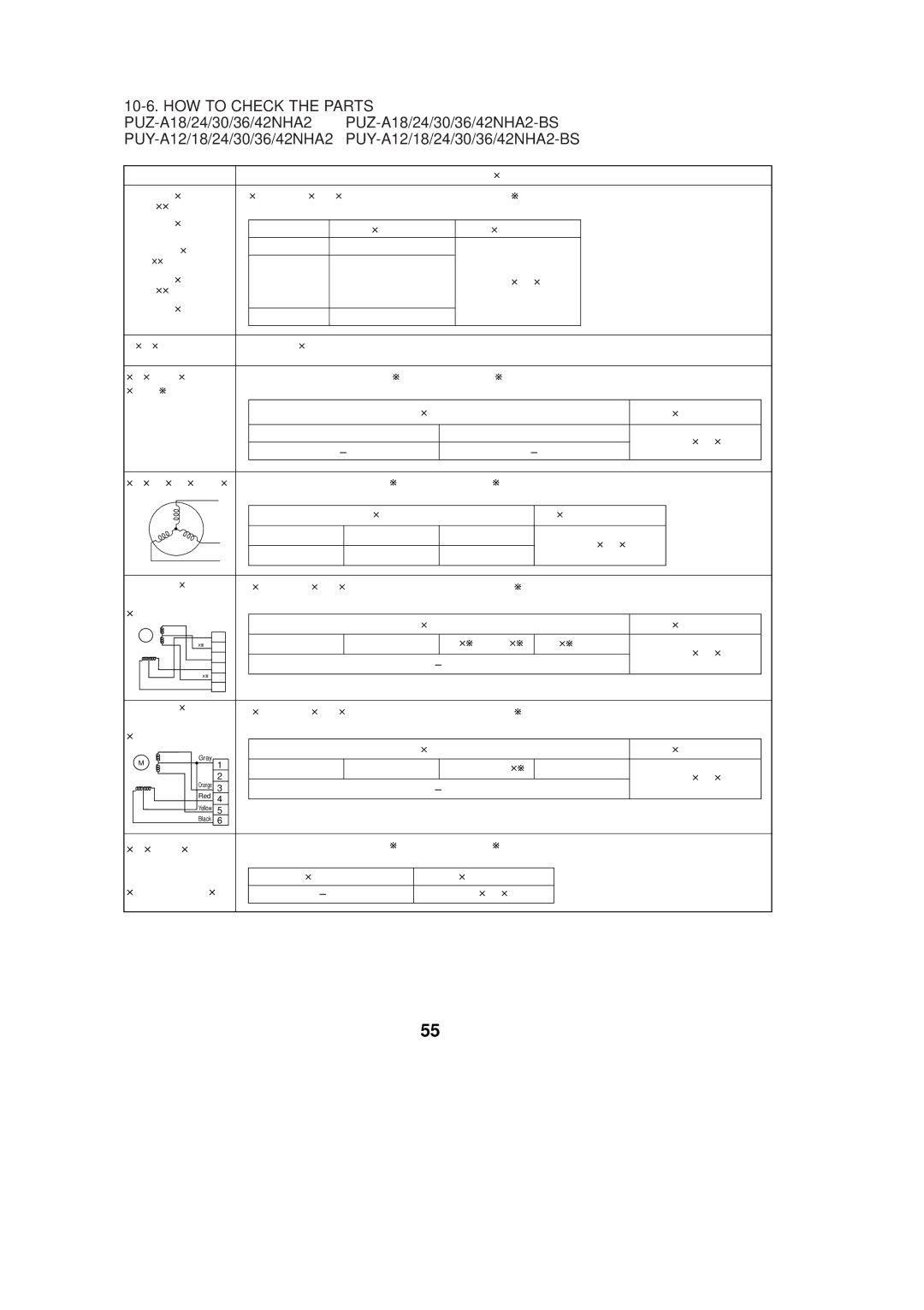 Mitsubishi Electronics PUZ-A24NHA2, PUZ-A42NHA2-BS, PUZ-A30NHA2, PUY-A36NHA2, PUZ-A18NHA2-BS HOW to Check the Parts 