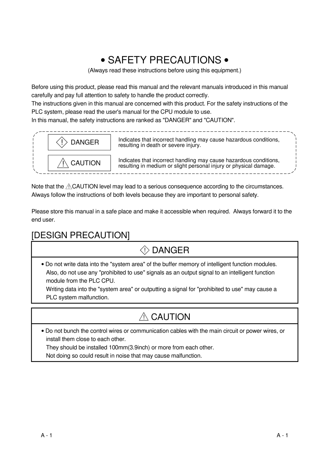 Mitsubishi Electronics Q64AD, Q68ADI, Q68ADV user manual Safety Precautions 