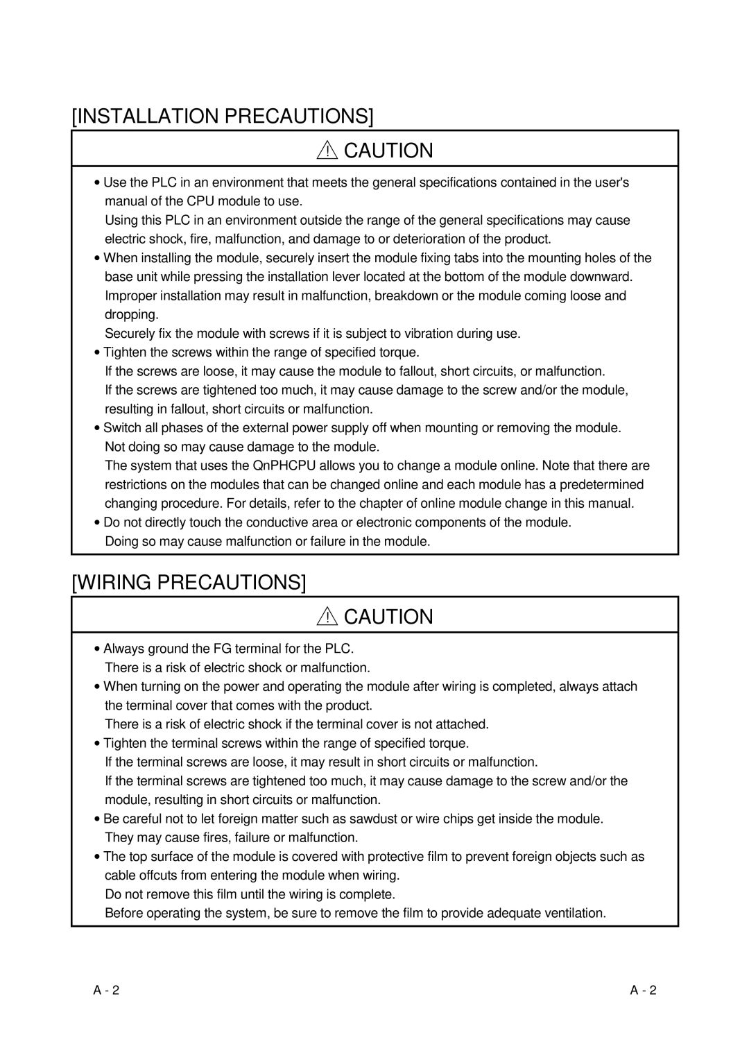 Mitsubishi Electronics Q68ADI, Q68ADV, Q64AD user manual Installation Precautions 