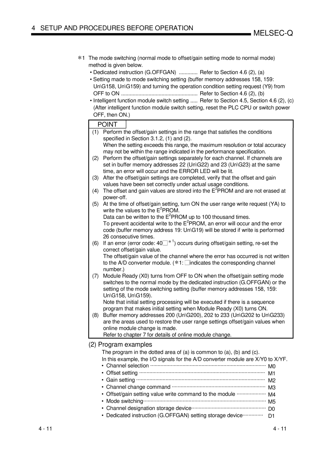 Mitsubishi Electronics Q68ADI, Q68ADV, Q64AD user manual Program examples, Refer to .6 2, b, OFF to on 