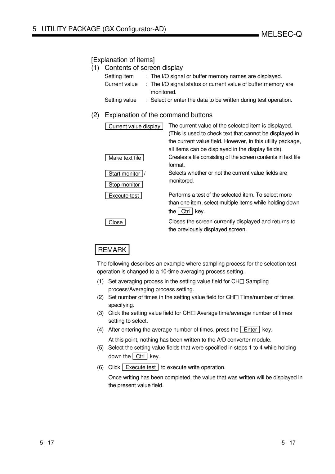 Mitsubishi Electronics Q68ADV, Q68ADI, Q64AD user manual Explanation of the command buttons 