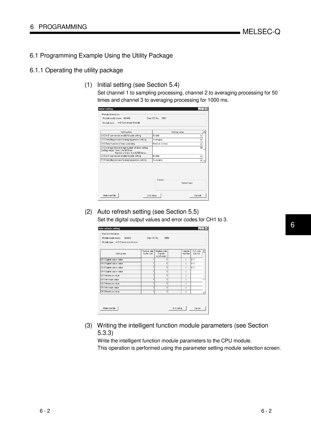 Mitsubishi Electronics Q64AD Auto refresh setting see Section, Set the digital output values and error codes for CH1 to 