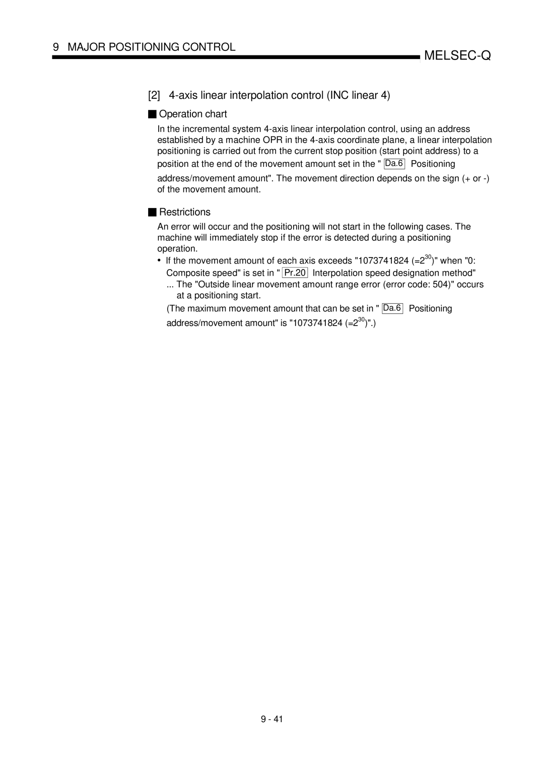 Mitsubishi Electronics QD75D, QD75P user manual Axis linear interpolation control INC linear 