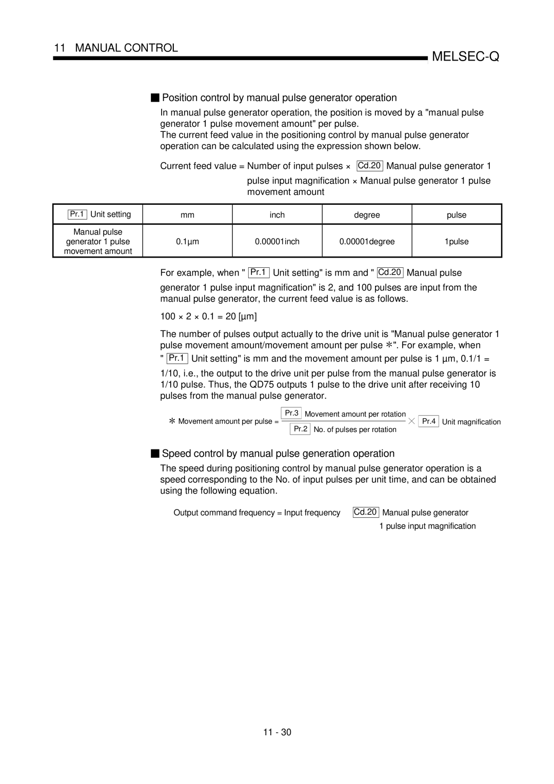 Mitsubishi Electronics QD75P, QD75D user manual Position control by manual pulse generator operation, For example, when 