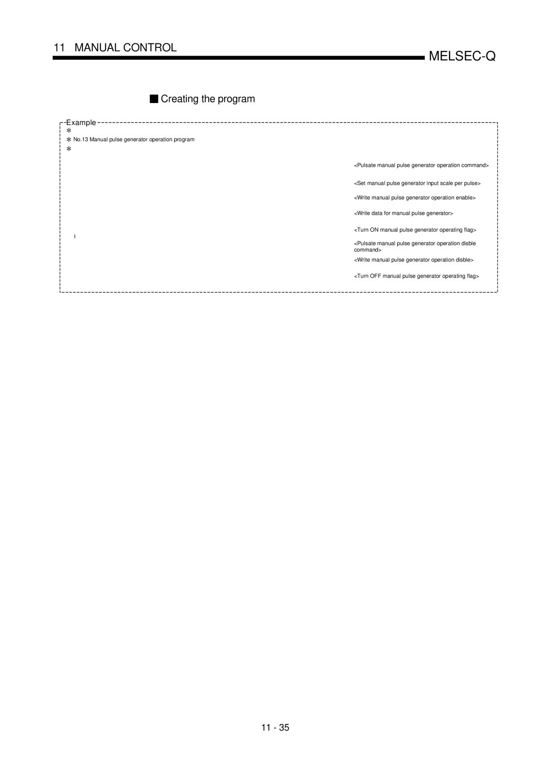 Mitsubishi Electronics QD75D, QD75P user manual No.13 Manual pulse generator operation program 