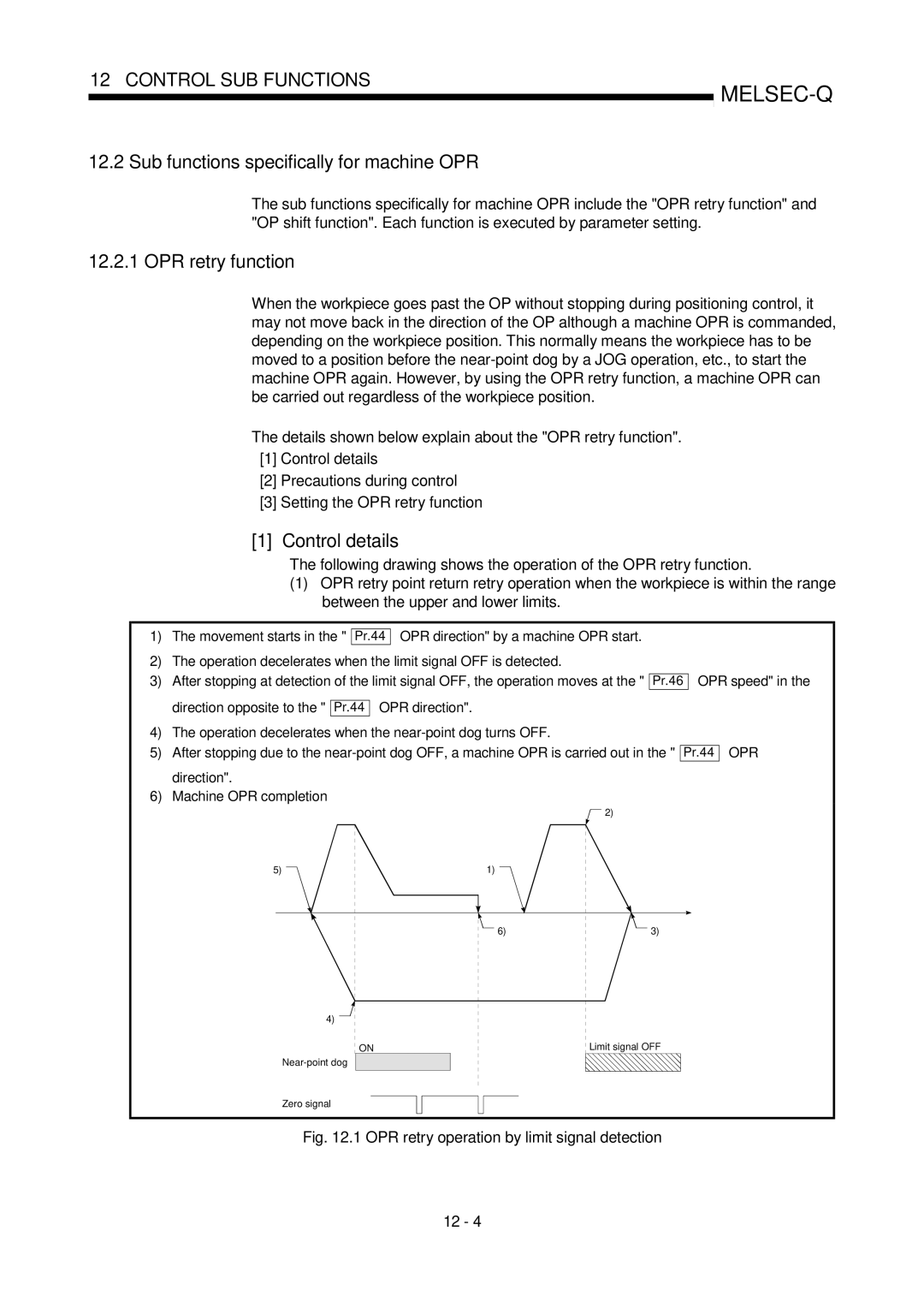 Mitsubishi Electronics QD75P, QD75D Sub functions specifically for machine OPR, OPR retry function, Movement starts 