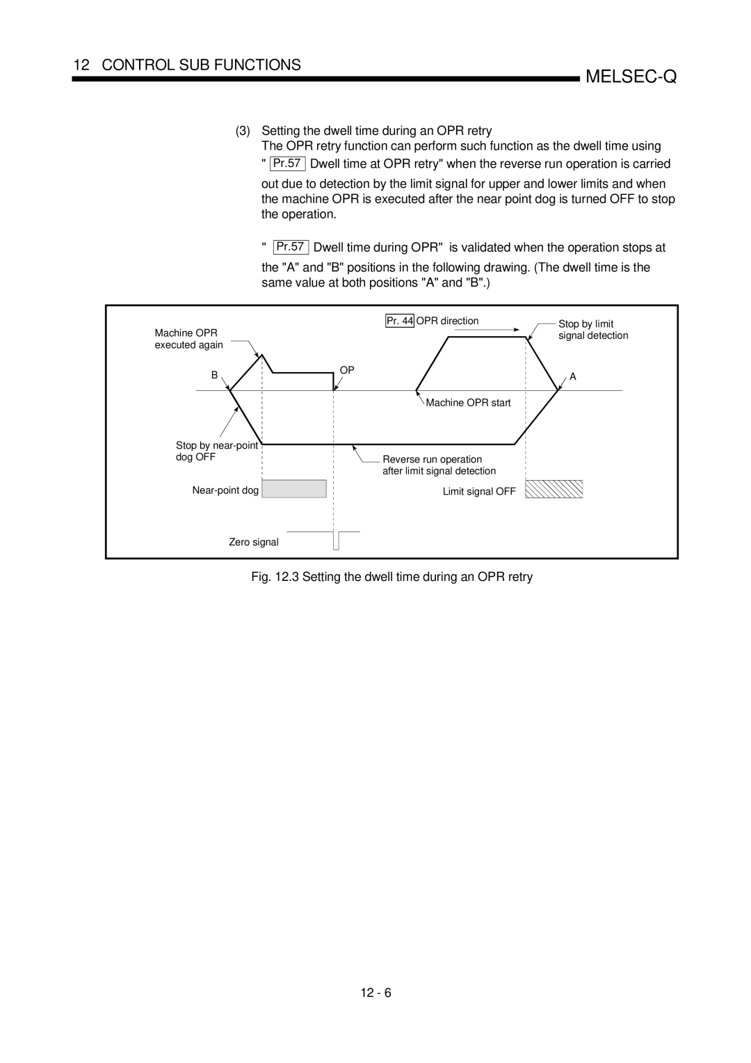 Mitsubishi Electronics QD75P, QD75D Setting the dwell time during an OPR retry, Pr OPR direction Stop by limit Machine OPR 