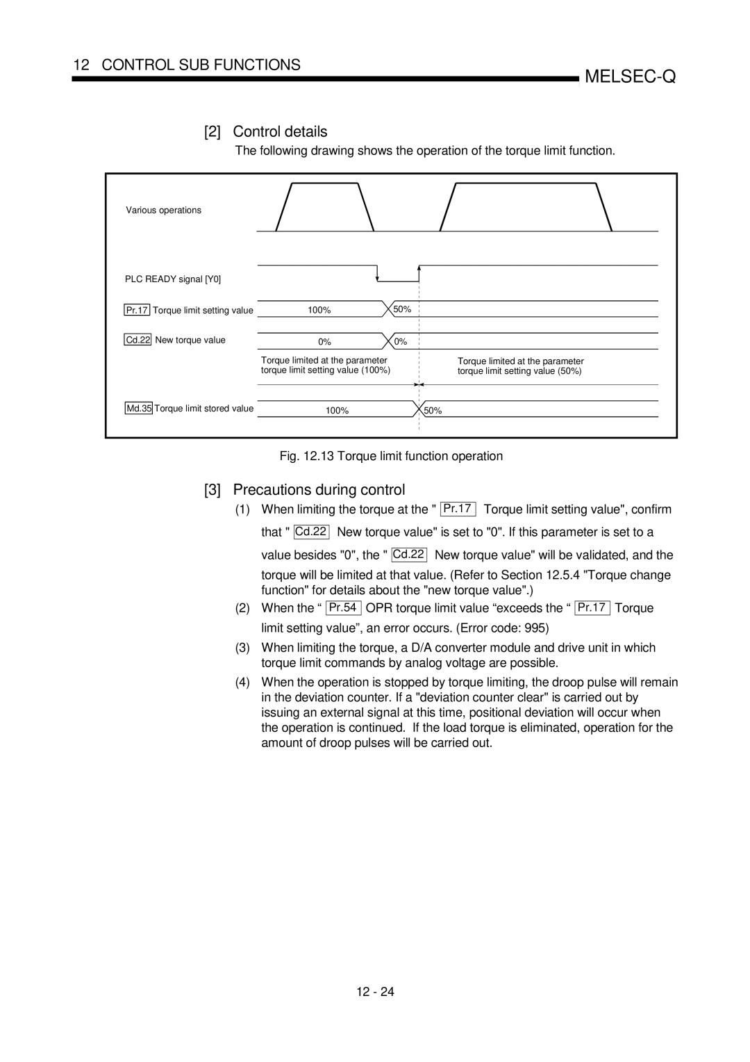 Mitsubishi Electronics QD75P, QD75D user manual When limiting the torque at, Torque limit setting value, confirm That, Pr.17 