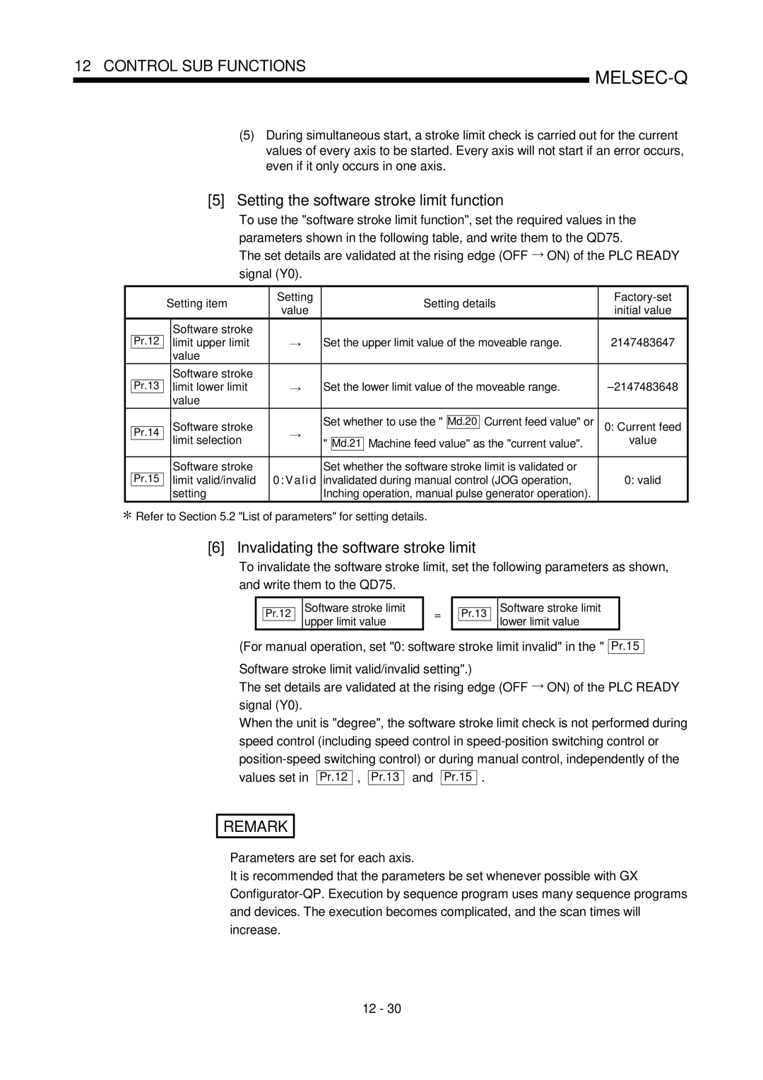 Mitsubishi Electronics QD75P, QD75D Setting the software stroke limit function, Invalidating the software stroke limit 