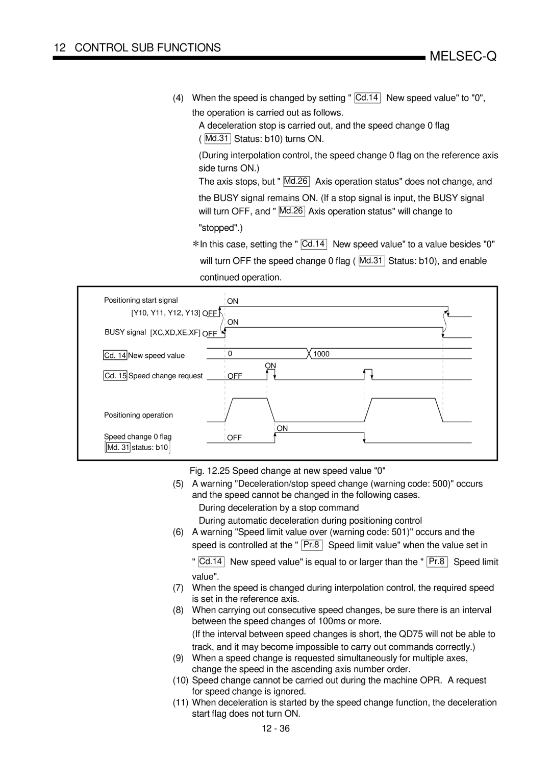 Mitsubishi Electronics QD75P, QD75D user manual Status b10, and enable, Speed limit value when the value set, Md status b10 