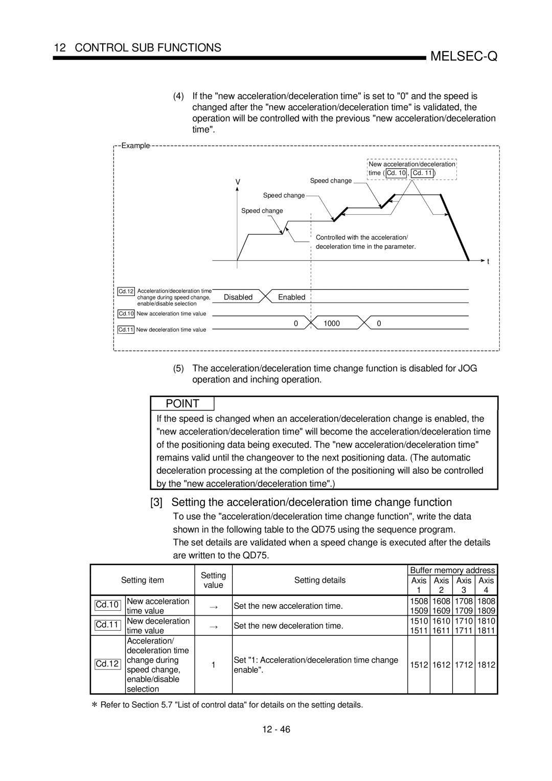 Mitsubishi Electronics QD75P, QD75D user manual Setting the acceleration/deceleration time change function, New acceleration 