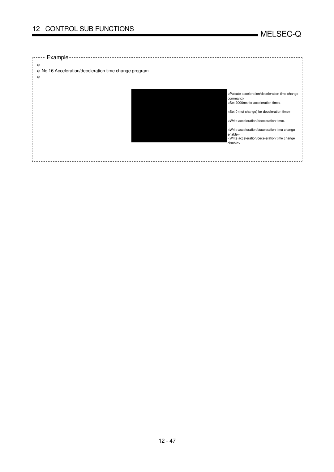 Mitsubishi Electronics QD75D, QD75P user manual Example, No.16 Acceleration/deceleration time change program 