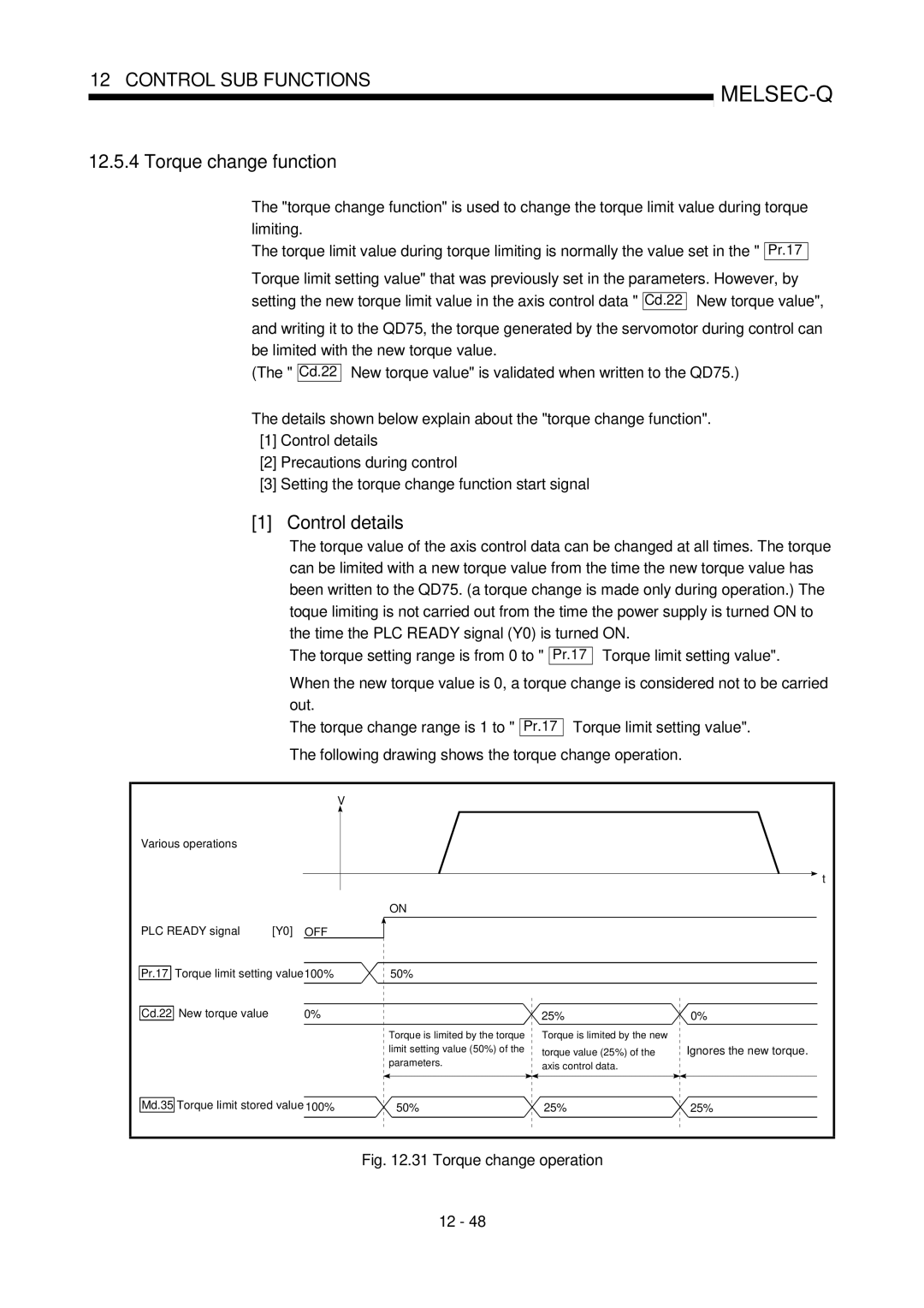 Mitsubishi Electronics QD75P, QD75D user manual Torque change function, Torque change operation 