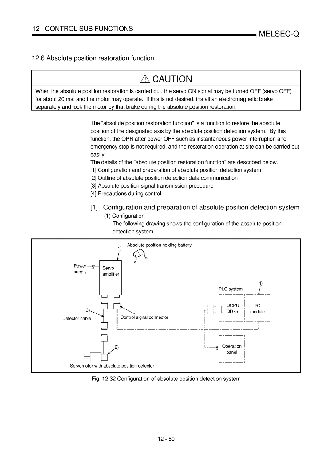 Mitsubishi Electronics QD75P Absolute position restoration function, Servomotor with absolute position detector PLC system 