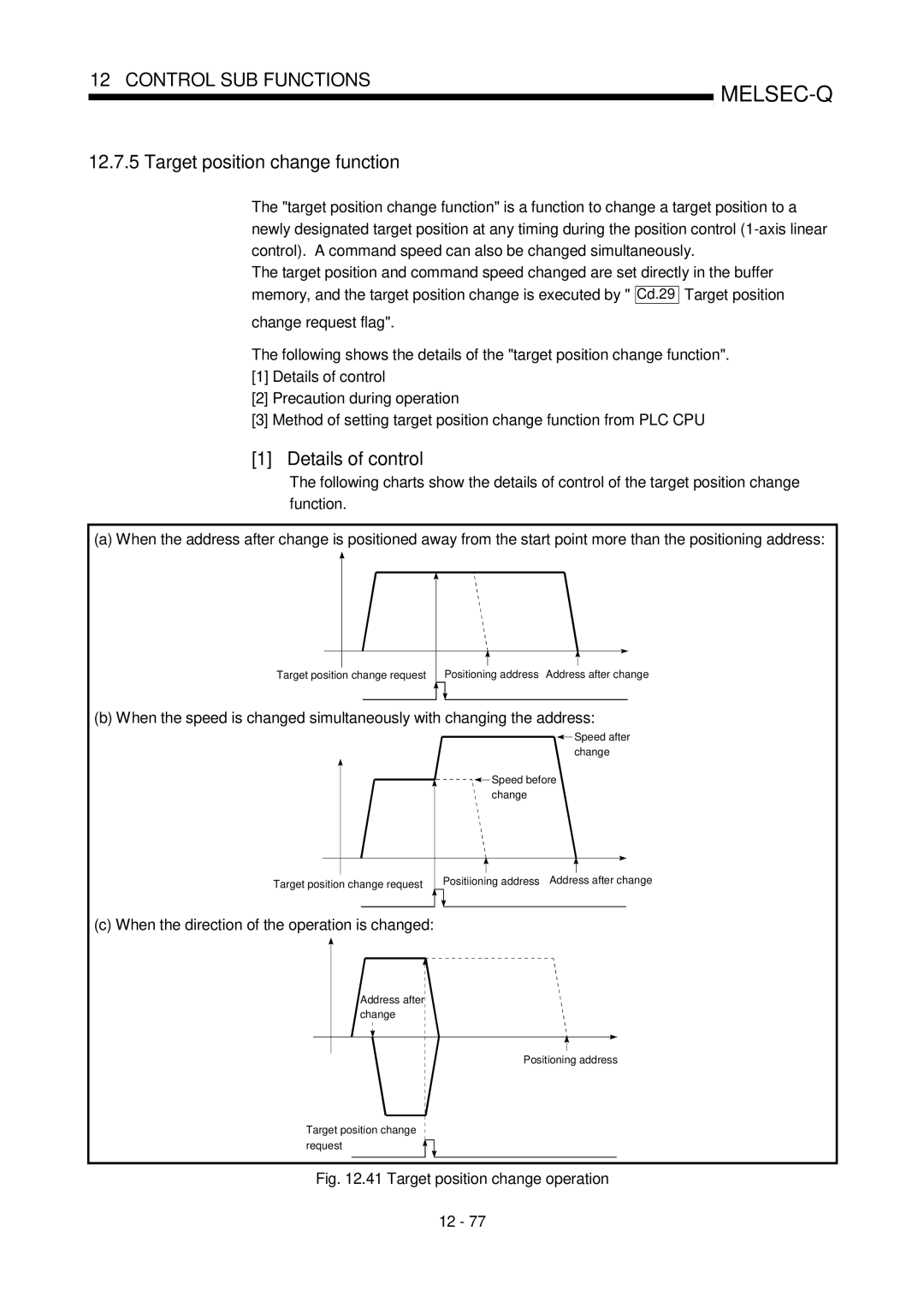 Mitsubishi Electronics QD75D, QD75P user manual Target position change function, Details of control 