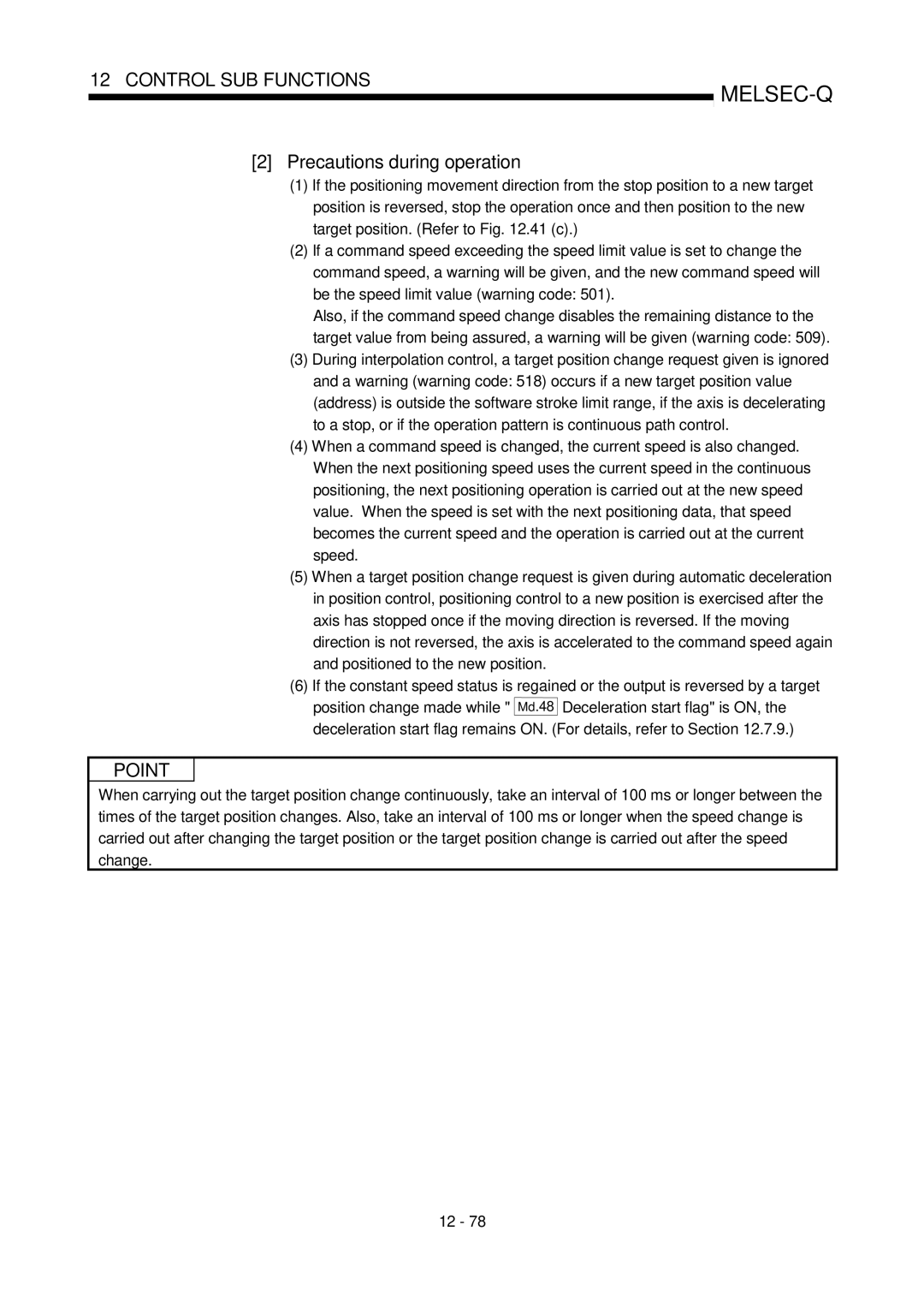 Mitsubishi Electronics QD75P, QD75D user manual Precautions during operation 