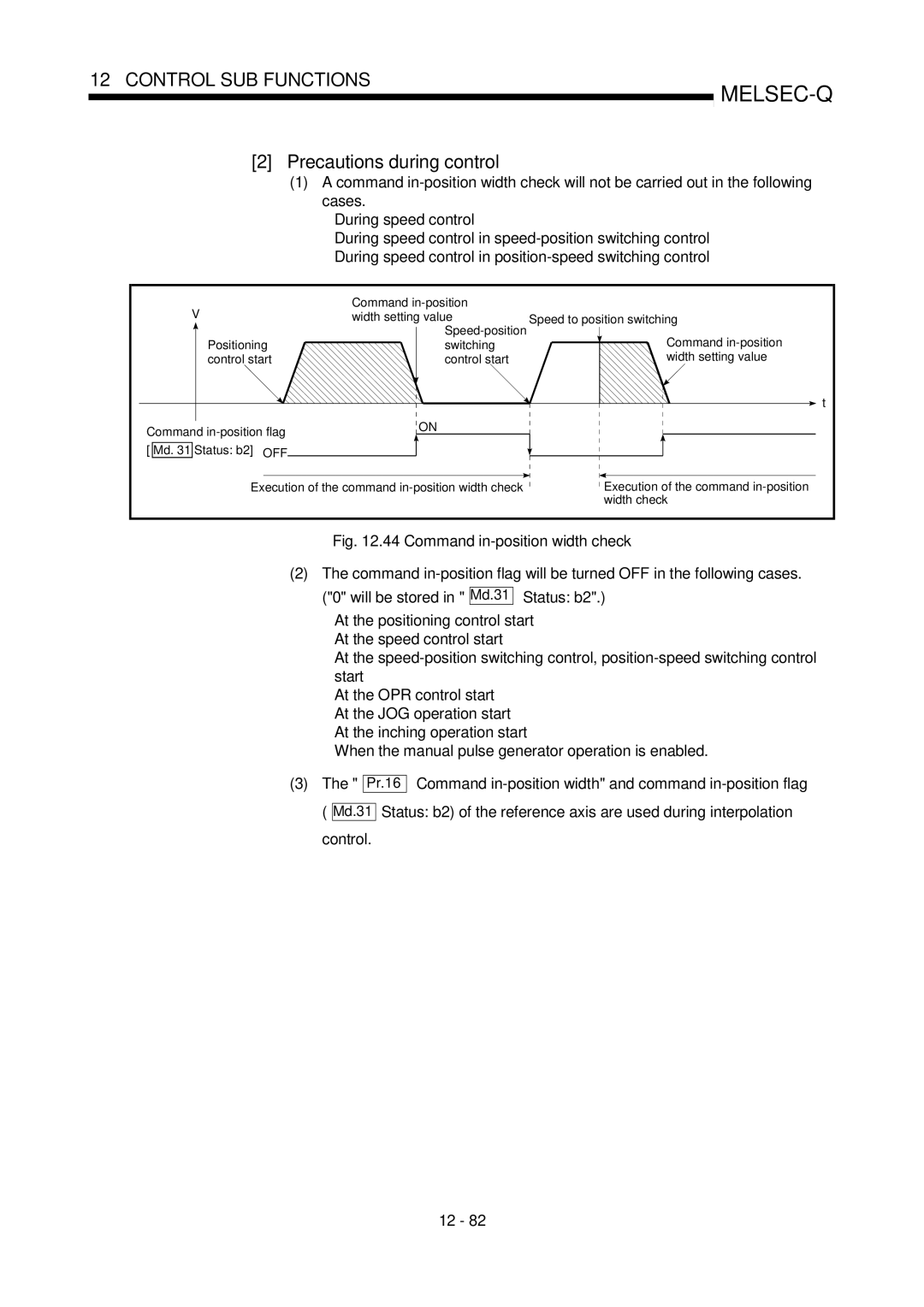 Mitsubishi Electronics QD75P, QD75D user manual Command in-position width and command in-position flag, Pr.16, Width check 