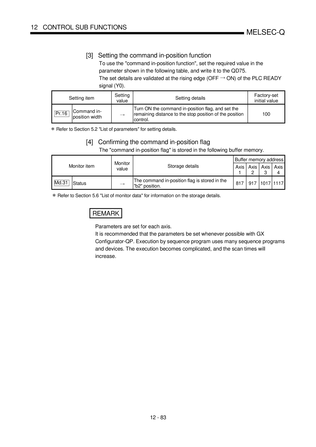 Mitsubishi Electronics QD75D, QD75P Setting the command in-position function, Confirming the command in-position flag 