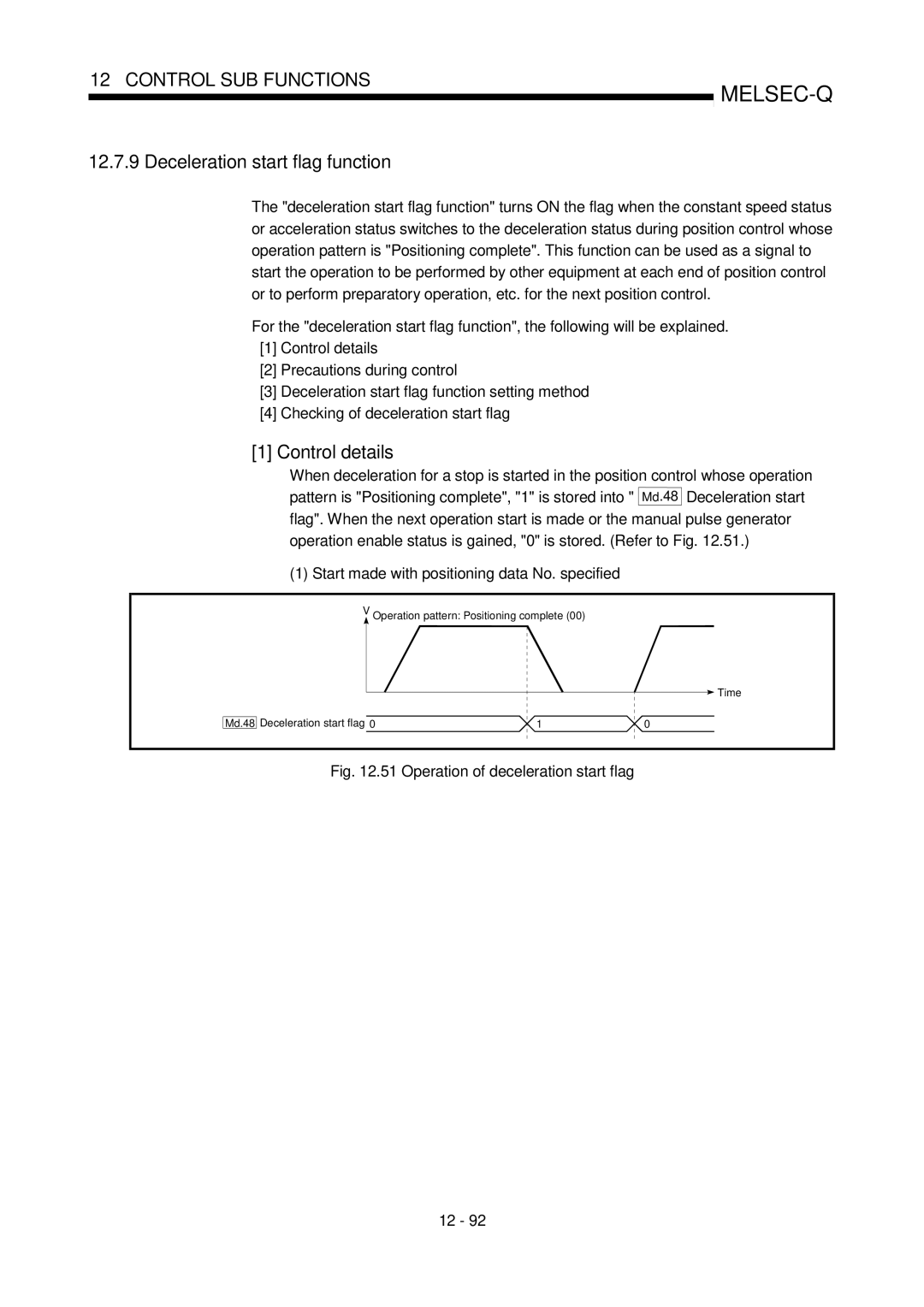 Mitsubishi Electronics QD75P, QD75D Deceleration start flag function, Start made with positioning data No. specified 