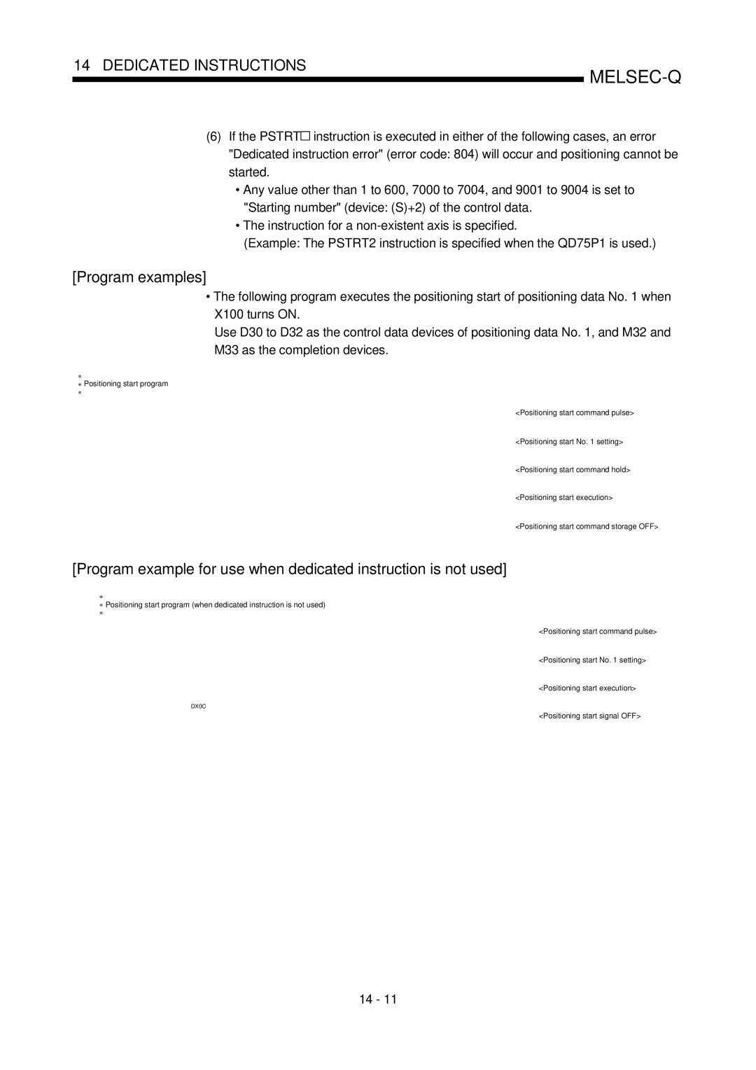 Mitsubishi Electronics QD75D, QD75P user manual Program examples 