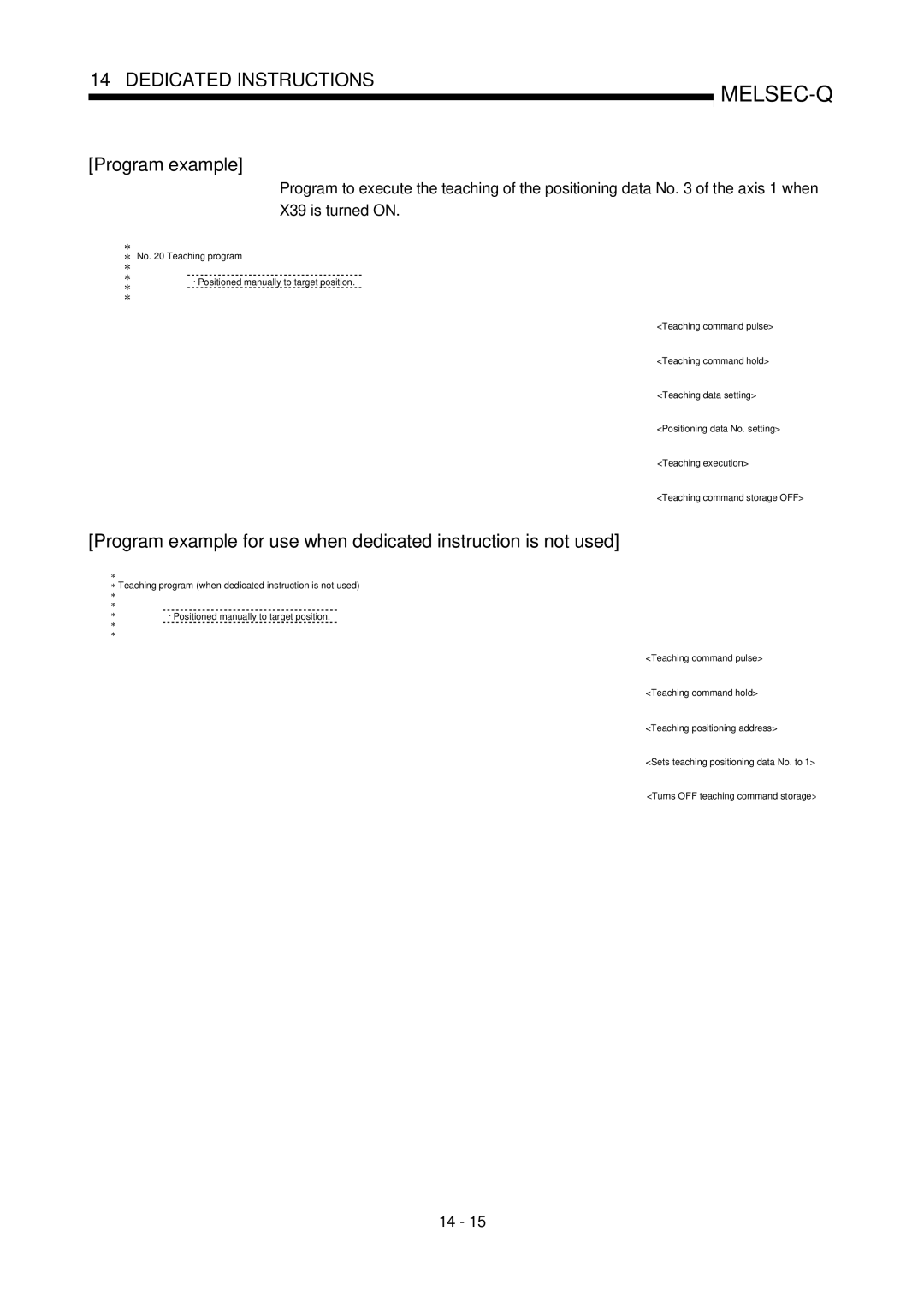 Mitsubishi Electronics QD75D, QD75P user manual Program example 