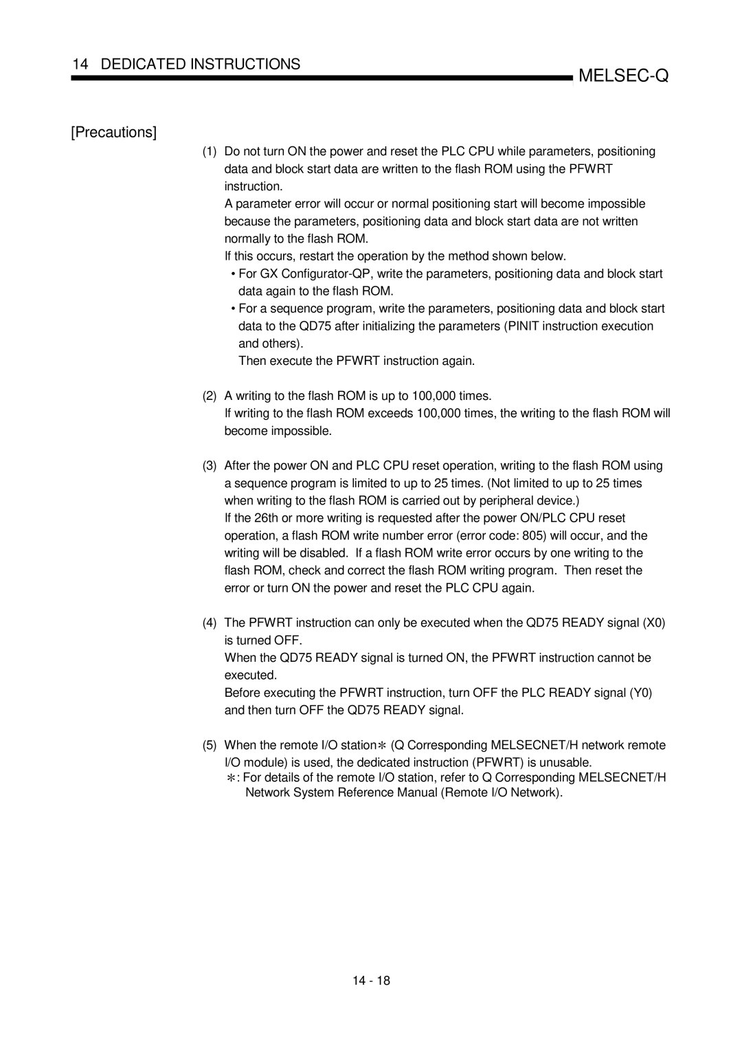 Mitsubishi Electronics QD75P, QD75D user manual Precautions 