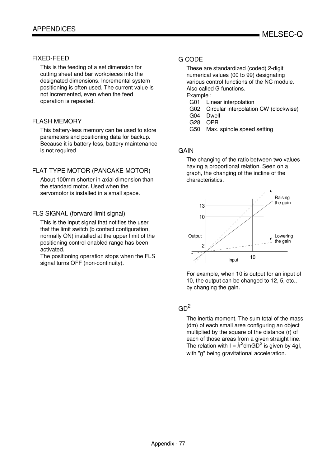 Mitsubishi Electronics QD75D, QD75P FLS Signal forward limit signal, G50 Max. spindle speed setting, Raising, Gain 