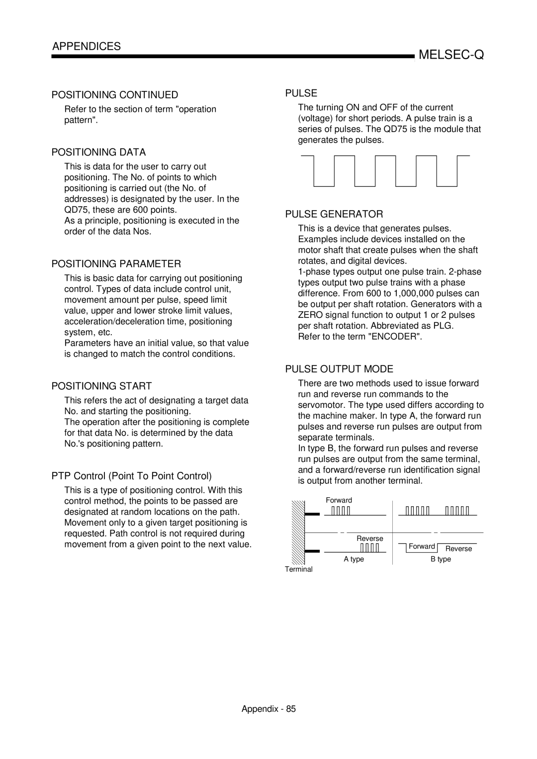 Mitsubishi Electronics QD75D, QD75P PTP Control Point To Point Control, Refer to the section of term operation pattern 