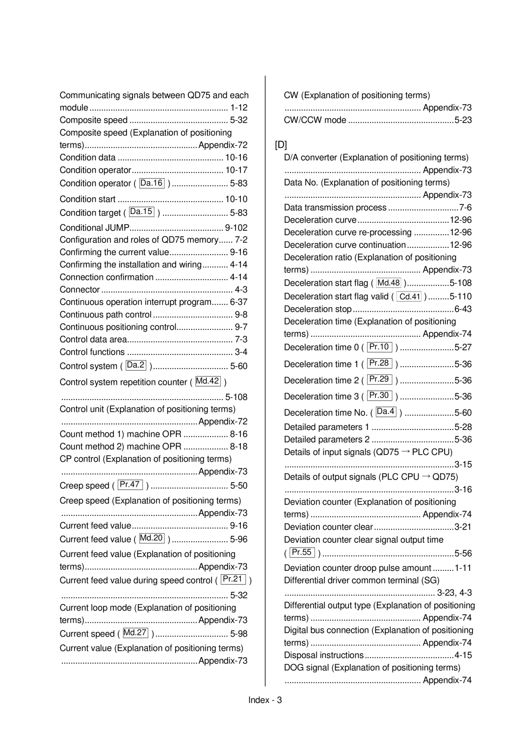 Mitsubishi Electronics QD75D, QD75P Appendix-73, Composite speed Explanation of positioning, Deceleration curve 12-96 