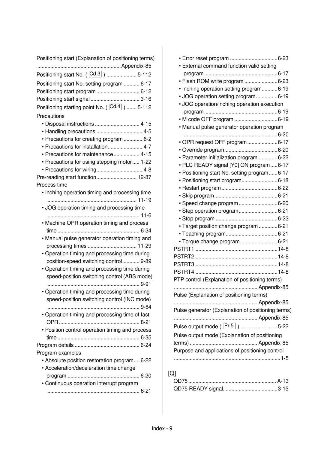 Mitsubishi Electronics QD75D Positioning starting point No, Precautions, 12-87, External command function valid setting 