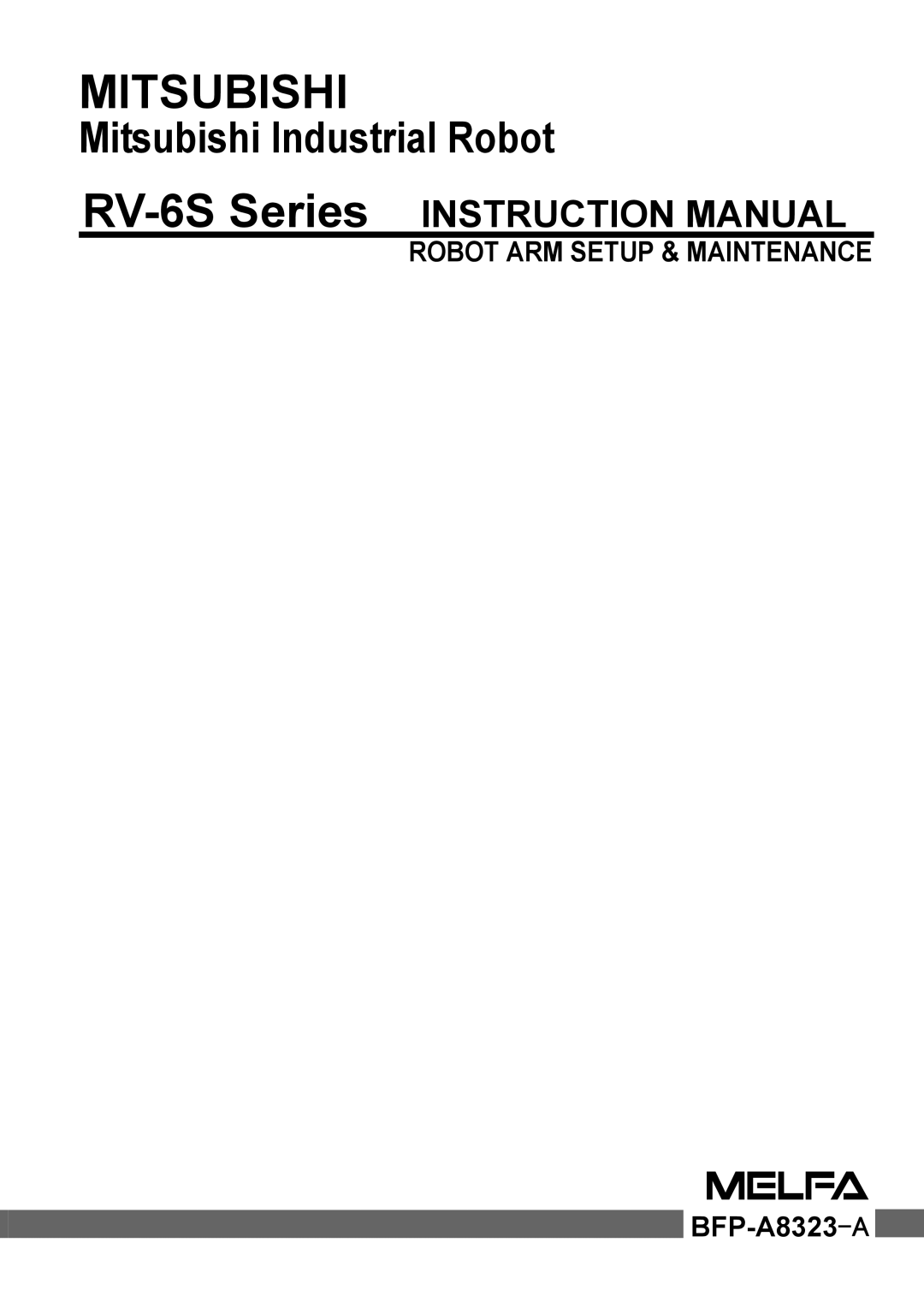 Mitsubishi Electronics RV-6S instruction manual Mitsubishi 