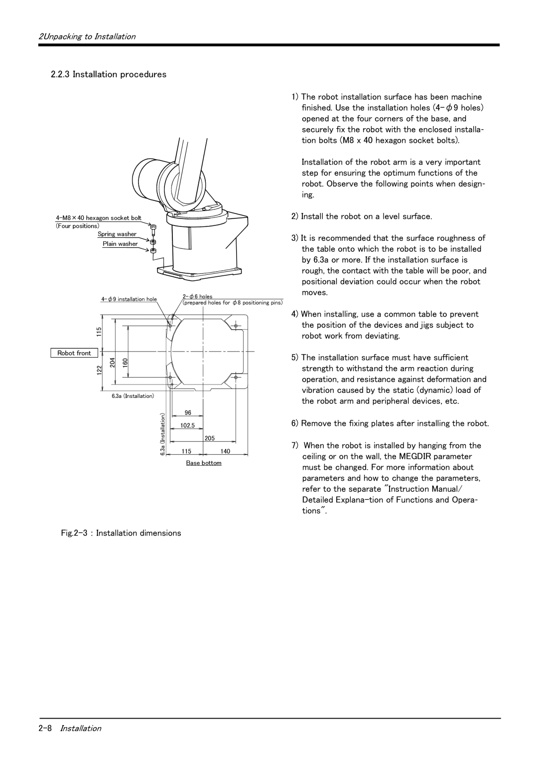 Mitsubishi Electronics RV-6S instruction manual Installation procedures 