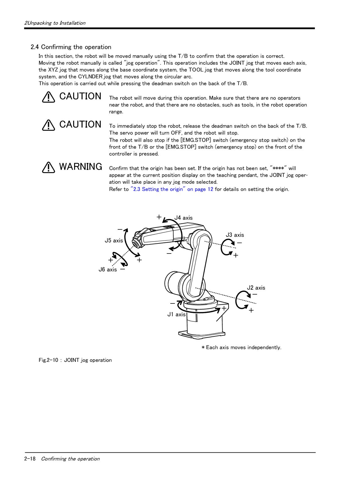 Mitsubishi Electronics RV-6S instruction manual Confirming the operation, ＋ J4 axis, J5 axis, J1 axis 