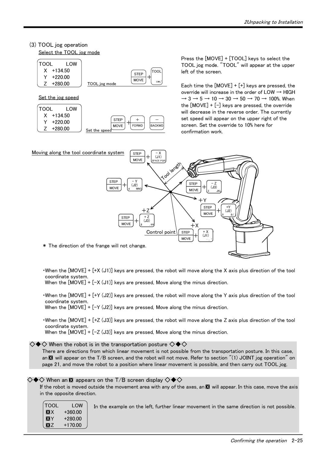 Mitsubishi Electronics RV-6S instruction manual Tool jog operation 