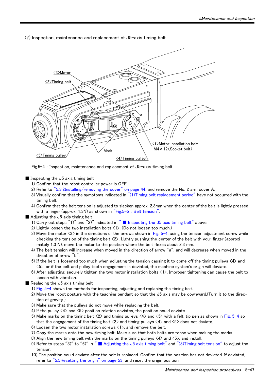 Mitsubishi Electronics RV-6S instruction manual Mark M4×12（Socket bolt） 5Timing pulley 4Timing pulley 