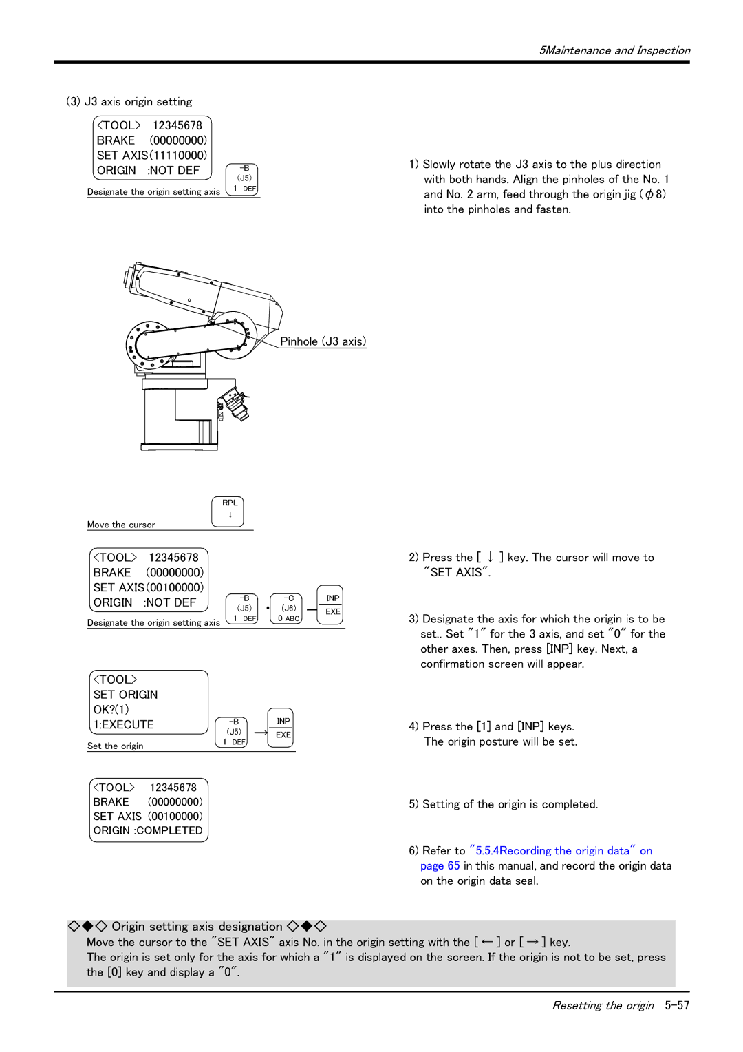 Mitsubishi Electronics RV-6S instruction manual J3 axis origin setting 