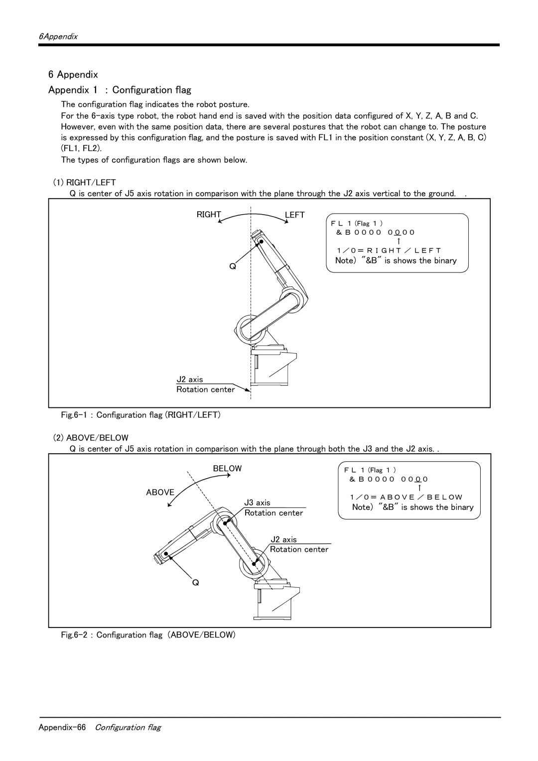 Mitsubishi Electronics RV-6S instruction manual Appendix Appendix 1 ： Configuration flag, Right/Left 