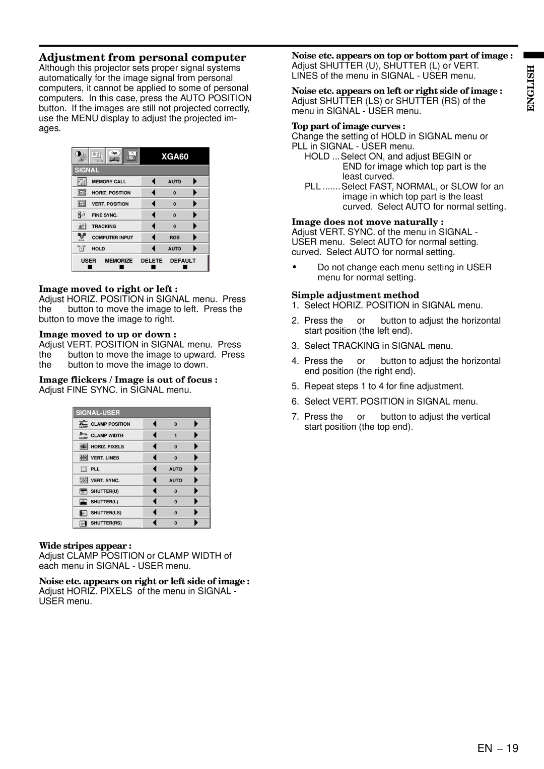 Mitsubishi Electronics SA51 user manual Adjustment from personal computer 