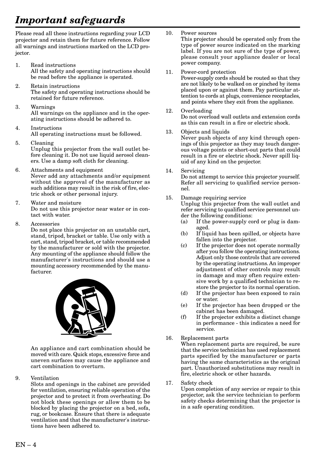 Mitsubishi Electronics SA51 user manual Important safeguards 