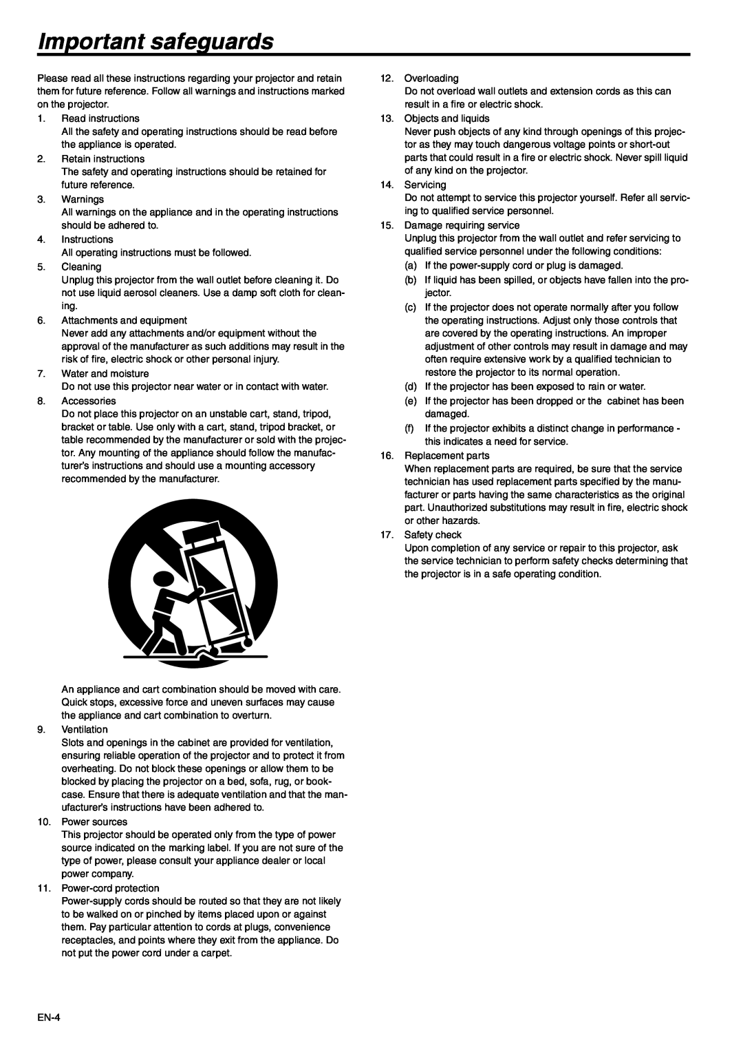 Mitsubishi Electronics SD105U user manual Important safeguards 